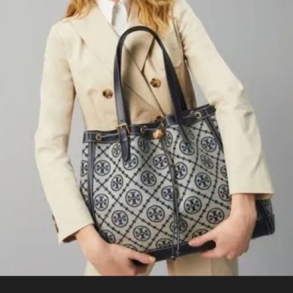 Tory Burch Navy Logo Tote